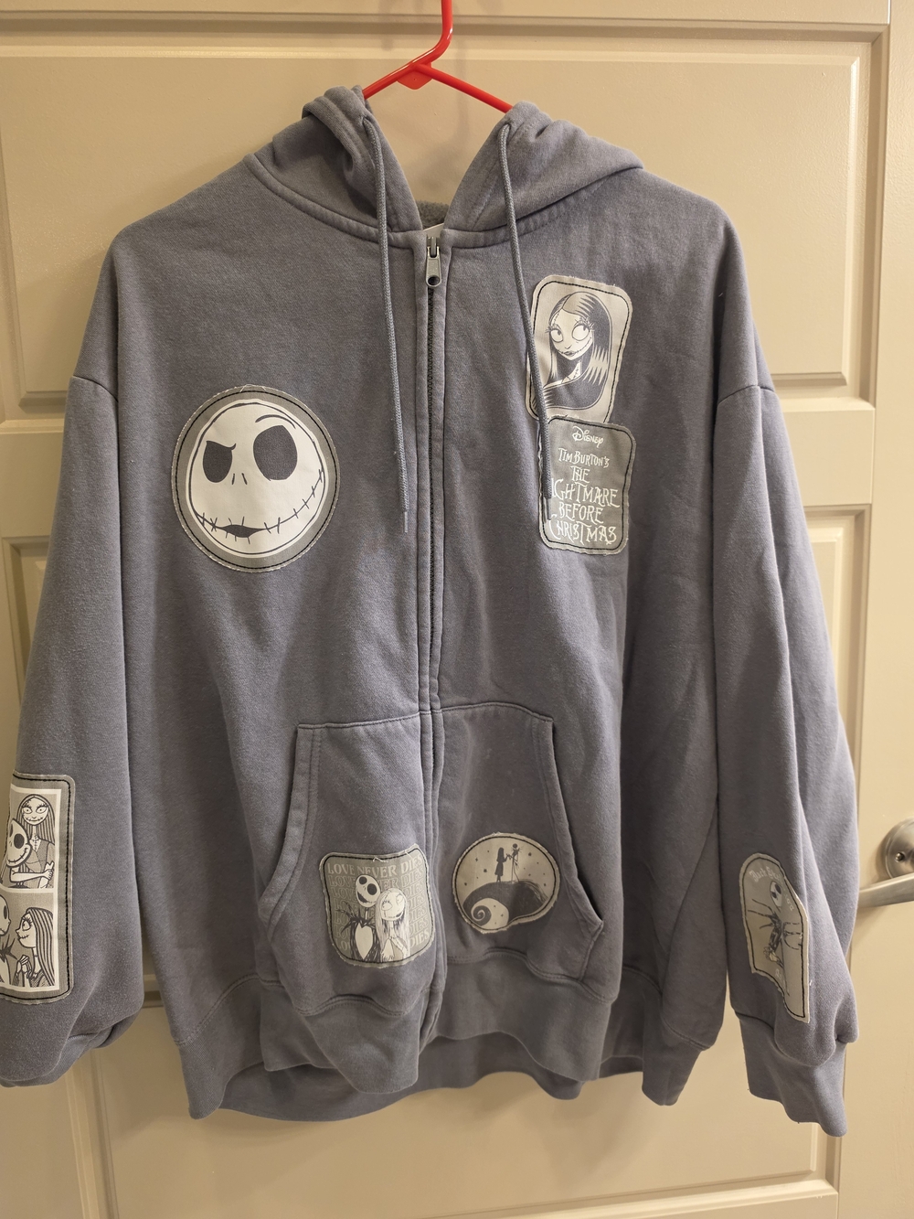Disney The Nightmare Before Christmas Gray Jack Skellington Zip-Up Hoodie